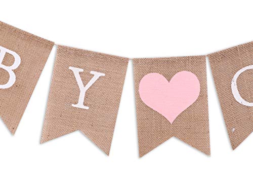 Sweet Baby Girl Burlap Banner - Sweet Baby Boy Shower Decorations, Rustic Baby Shower Decorations, Photo Decoration Props (Sweet Baby Girl Pink)