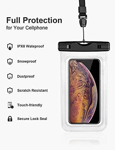 Waterproof Phone Pouch, 2 Pack Waterproof Case Underwater Cellphone Dry Bag, Compatible with iPhone13 12 Pro Max SE 11 Pro Max XS XR 8 7 Galaxy S20 S10 Google up to 7.0", with Lanyard for Swim Travel