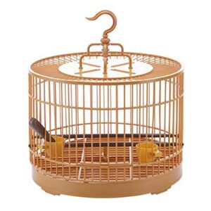round bird cage, plastic bird house carrier, vintage style hanging bird cage with 2 feeding cups for small birds parrot (30cm in diameter)