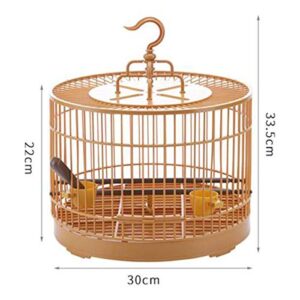 Round Bird Cage, Plastic Bird House Carrier, Vintage Style Hanging Bird Cage with 2 Feeding Cups for Small Birds Parrot (30cm in Diameter)