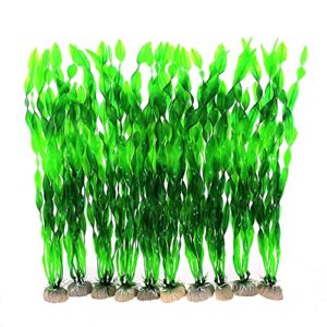 Aquarium Plastic Plants 10 Pcs, 12 Inch Large Artificial Plastic Plants for Fish Tank Decorations, Green