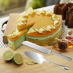 KSENDALO Elegant Wedding Cake Knife Server Set Stainless Steel Pie Cutter Utensils Wedding Party Celebration Home Use Cake Cutting Set( Silver)