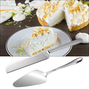 KSENDALO Elegant Wedding Cake Knife Server Set Stainless Steel Pie Cutter Utensils Wedding Party Celebration Home Use Cake Cutting Set( Silver)