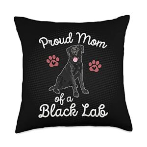 Black Lab Dog Mom Gifts Women Girls Proud Mom of a Black Lab Dog Labrador Retriever Pet Owner Throw Pillow, 18x18, Multicolor