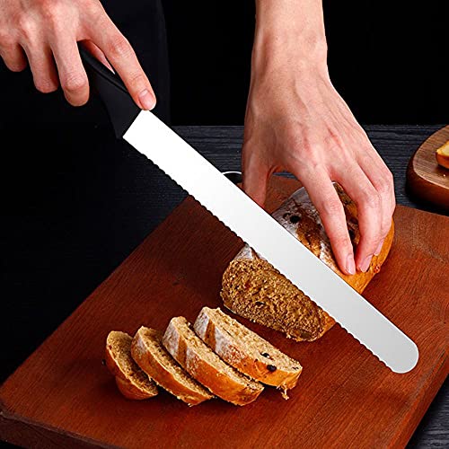 10Inch Stainless Steel Cake Knife Plastic Handle Baking Pastry Spatulas Serrated Bread Knife Kitchen Baking Tool