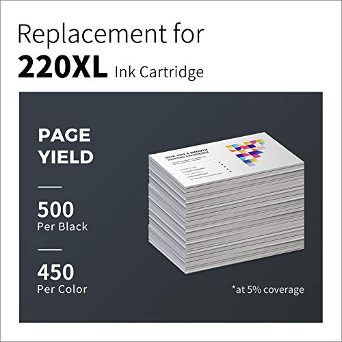 LemeroUexpect Remanufactured Ink Cartridge Replacement for Epson 220 XL 220XL T220XL for WF-2760 WF2750 WF2630 XP420 WF-2750 XP-320 WF-2630 WF2760 WF2650 WF-2650 (Black Cyan Magenta Yellow, 4-Packs)