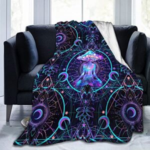 gaseekry blanket psychedelic magic mushrooms fleece flannel throw blankets for couch bed sofa car,cozy soft blanket throw queen king full size for kids women adults 80"x60"