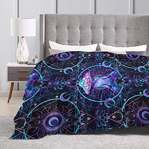 Gaseekry Blanket Psychedelic Magic Mushrooms Fleece Flannel Throw Blankets for Couch Bed Sofa Car,Cozy Soft Blanket Throw Queen King Full Size for Kids Women Adults 80"X60"