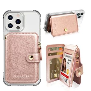 m-plateau，card holder with zipper coin purse,phone wallet with cell phone lanyard for most of smart cell phones (rose pink)
