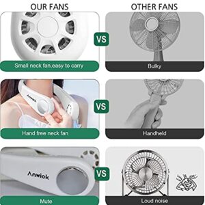 Anwick Portable Neck Fan, Hands Free Bladeless Personal Fan, 3 Speed Leafless Rechargeable USB Wearable Cooling Fan, 360° Cooling Hanging Fan, Women Men Office Travel