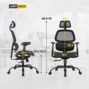 Office Chair Ergonomic Desk Chair Mesh Computer Chair with Arms Lumbar Support Swivel Rolling High Back Task Chair,Black