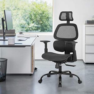 Office Chair Ergonomic Desk Chair Mesh Computer Chair with Arms Lumbar Support Swivel Rolling High Back Task Chair,Black