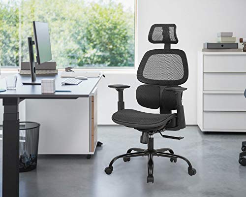 Office Chair Ergonomic Desk Chair Mesh Computer Chair with Arms Lumbar Support Swivel Rolling High Back Task Chair,Black