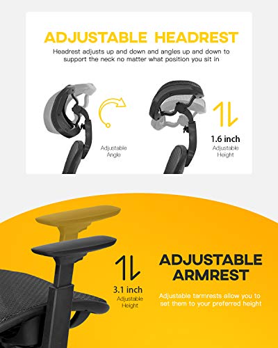 Office Chair Ergonomic Desk Chair Mesh Computer Chair with Arms Lumbar Support Swivel Rolling High Back Task Chair,Black