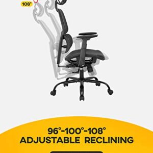 Office Chair Ergonomic Desk Chair Mesh Computer Chair with Arms Lumbar Support Swivel Rolling High Back Task Chair,Black