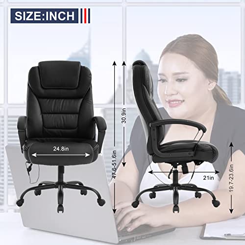 Tyyps Big and Tall Office Chair -500lbs Ergonomic Desk Chair Executive Office Chair with Spring Cushion, Armrest & Lumbar Support PU Leather Computer Chair for Heavy People Men Swivel Task, Black