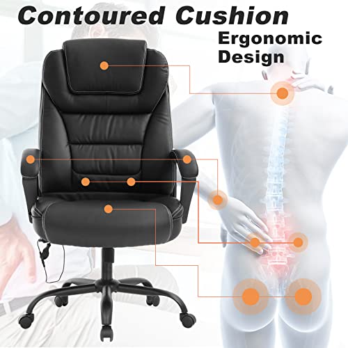 Tyyps Big and Tall Office Chair -500lbs Ergonomic Desk Chair Executive Office Chair with Spring Cushion, Armrest & Lumbar Support PU Leather Computer Chair for Heavy People Men Swivel Task, Black