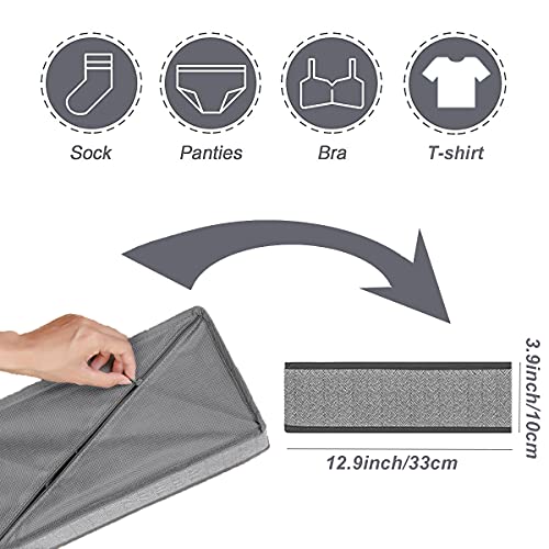 Underwear Organizer Drawer, 4 PCs Foldable Closet Underwear Organizers Drawers Divider, Clothes Storage Box Drawer Dividers for Bra, Sock, Ties, Undergarment, Belt, Panties (Gray)