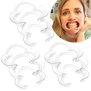dental cheek retractor, 9-pack 100% bpa-free c-shape autoclavable mouth opener retractors for teeth whitening, party, mouthguard challenge game (3x size s, 3xsize m, 3xsize l) (9 pack)