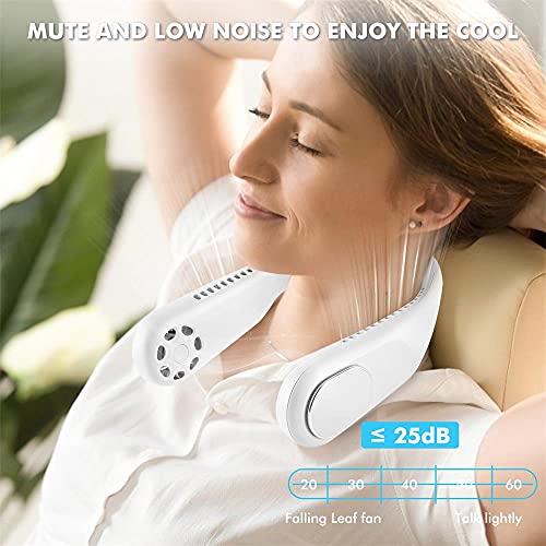 Portable Neck Fan,Hands Free Bladeless Fan, 4000 mAh Battery Operated Wearable Personal Fan,Super Quiet, Rechargeable,USB Powered Personal Cooling Fan, 3 Speeds Adjustment,for Outdoor & Indoor Use