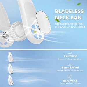 Portable Neck Fan,Hands Free Bladeless Fan, 4000 mAh Battery Operated Wearable Personal Fan,Super Quiet, Rechargeable,USB Powered Personal Cooling Fan, 3 Speeds Adjustment,for Outdoor & Indoor Use