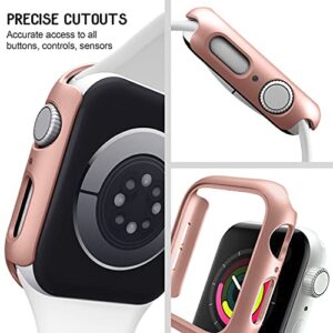 Mugust 4 Pack Compatible for Apple Watch Case 40mm [NO Screen Protector] Series 6 5 4 SE, Hard PC Bumper Case Protective Cover Frame Compatible for iWatch 40mm, Black/Rose Gold/Silver/Clear