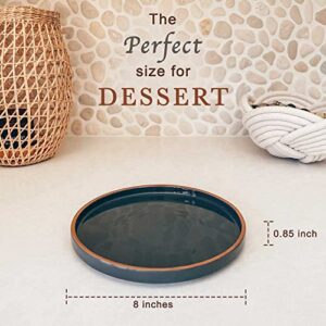 Mora Ceramic Flat Plates Set of 6-8 in - The Dessert, Salad, Appetizer, Small Lunch, etc Plate. Microwave, Oven, and Dishwasher Safe, Scratch Resistant. Kitchen Porcelain Dish - Assorted Neutrals