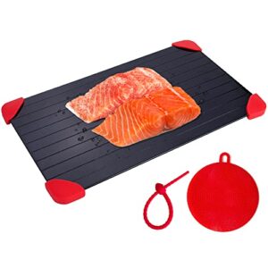 M.S. Large Size Aluminum Defrosting Tray for Frozen Meat with Super-Fast Defrost, thawing Plate for Chicken and Fish That thaws The Frozen Food and Meat in Minutes,Black