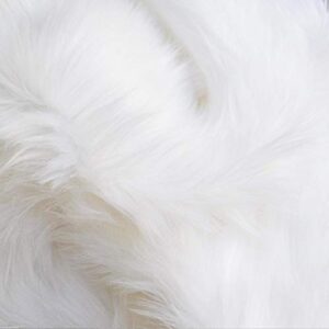 eovea - shaggy faux fur fabric - 10"x10" inches - square - diy craft supply, hobby, costume, decoration (10"x10", white)