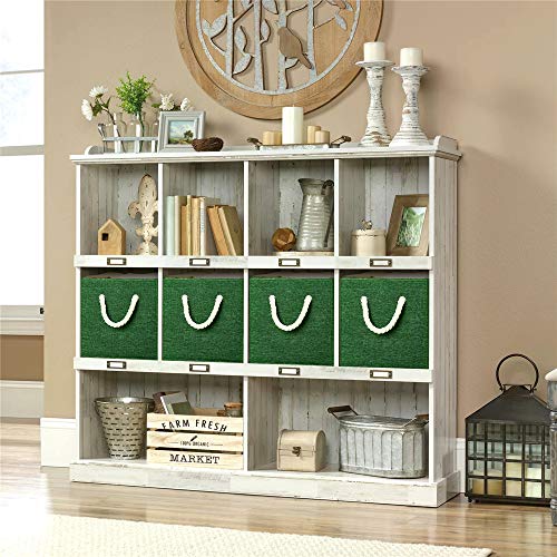 Green Foldable Fabric Cube Storage Bins Cloth Cube Storage Organizer Bin with Cotton Rops 13x13x13 In Collapsible Clothes Storage Cubes Baskets Drawers Organizer Decroative Storage Boxes for Organizing Closet Shelves ,Q-ST-48-6
