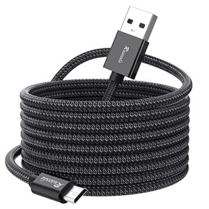 ruaeoda long micro usb cable android charger 20ft with gold-plated ps4 charger cable - high speed 2.0 usb a male to micro usb nylon braided cable for android phone charger cable
