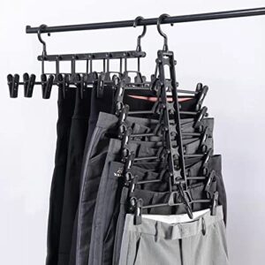 MOONIGHT TIME Plastic Pants Hangers, Skirt Hangers Space Saving, Closet Organizer Storage Hangers for Pants, Skirts, Shorts, Jeans, Black 2 Pack