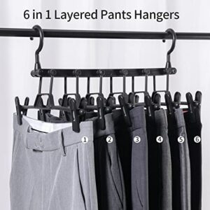 MOONIGHT TIME Plastic Pants Hangers, Skirt Hangers Space Saving, Closet Organizer Storage Hangers for Pants, Skirts, Shorts, Jeans, Black 2 Pack