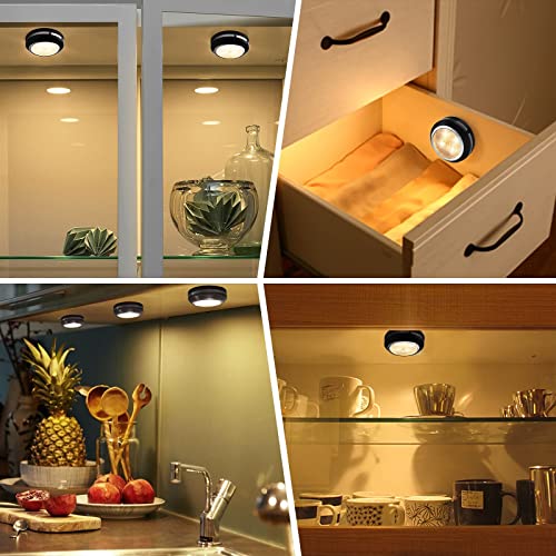 MFOX Battery Lights Under Cabinet Lighting, Puck Lights with 2 Remote Control 6 Pack and LED Color Changing Wireless Ceiling Light with Timer, Dimmable Closet Lights, Led Lights for Bedroom.