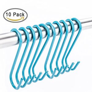 Soarhover 10 Pack S Shape Finish Steel Hanging Hooks for Kitchenware, Pots, Utensils, Plants, Towels, Gardening Tools, Clothes (Blue)