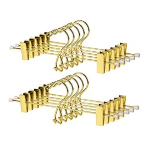 Better to U Stackable Shiny Gold Metal Pants Hanger 10 Pack, Golden Skirt Trousers Hanger Add-on Hook, Space-Saving Hanger with Non-Slip Adjustable Clips for Jeans Slacks Boutique