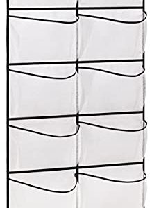 KIMBORA Over The Door Shoe Organizer 12 Large Mesh Pockets Boots Hanging Storage Shoe Rack for Closet White