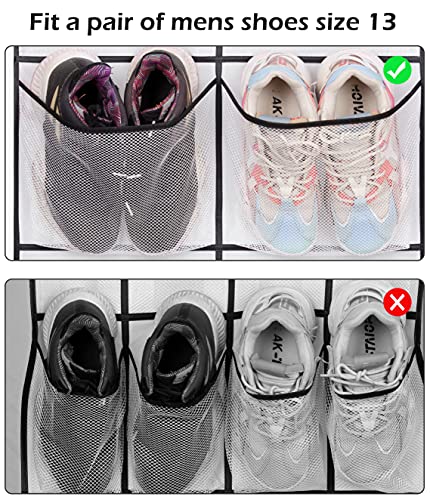 KIMBORA Over The Door Shoe Organizer 12 Large Mesh Pockets Boots Hanging Storage Shoe Rack for Closet White