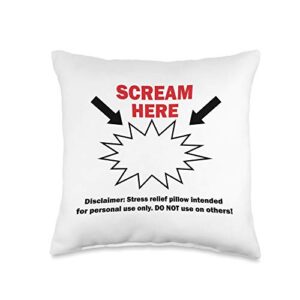 urban subsistence scream here gag gift couch funny decorative throw pillow, 16x16, multicolor