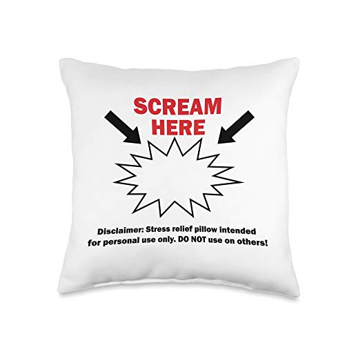 Urban Subsistence Scream Here Gag Gift Couch Funny Decorative Throw Pillow, 16x16, Multicolor