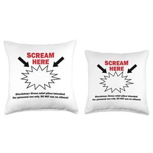 Urban Subsistence Scream Here Gag Gift Couch Funny Decorative Throw Pillow, 16x16, Multicolor