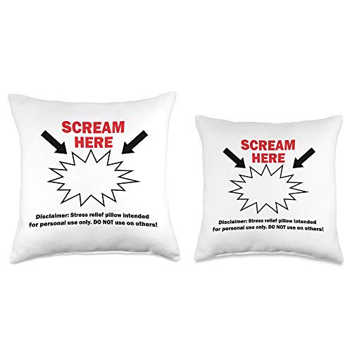 Urban Subsistence Scream Here Gag Gift Couch Funny Decorative Throw Pillow, 16x16, Multicolor