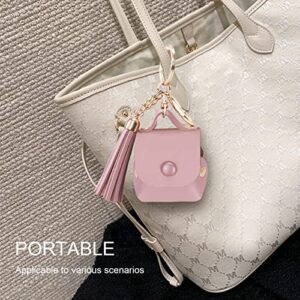 Simpolor Designed for Airpods Case (1st and 2nd Generation), Premium PU Leather AirPods Case Cover with Tassels and Metal Buckles, Compatible with Wireless Charging Cute Airpod Pouch Case, Pink