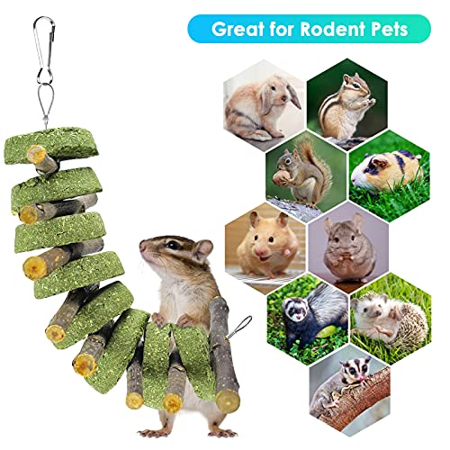 ERKOON 3PCS Bunny Chew Toys, Rabbit Chew Toys for Teeth Grinding, Improve Dental Health, 100% Natural Apple Wood Timothy Grass Cake Treats for Rabbits Guinea Pigs Chinchillas Bunnies Hamsters