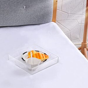 ATOZONE Clear Acrylic Ottoman Tray with Handles 10x10x2 Inch Spill Proof Serving Tray Safe Edge Organizer Tray Decorative Tray for Living Room Bedroom Kitchen Bathroom Coffee Table Countertop