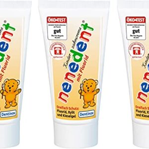 3x50 ml NENEDENT Toothpaste for Children up 0 to 6 Years with Raspberry-Strawberry Flavour | Germany