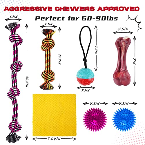 Zeaxuie Heavy Duty Various Dog Chew Toys for Aggressive Chewers - 9 Pack Value Set Includes Indestructible Rope Toys & Squeaky Toys for Medium, Large & X-Large Breeds (Style-1 Rope Toys)