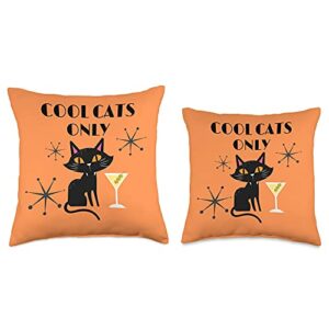 99Modern Retro Black Cat Atomic Mid Century Accent Throw Pillow, 18x18, Multicolor