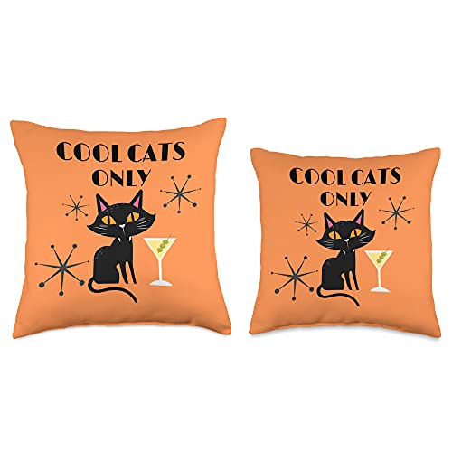 99Modern Retro Black Cat Atomic Mid Century Accent Throw Pillow, 18x18, Multicolor