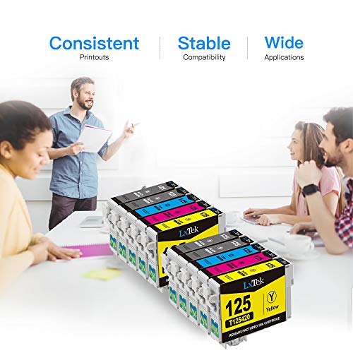 LxTek Remanufactured Ink Cartridge Replacement for 125 T125 to use with Stylus NX230 NX625 NX125 NX127 NX130 NX420 NX530 Workforce 323 320 325 520 Printer (4 Black, 2 Cyan, 2 Magenta, 2 Yellow)